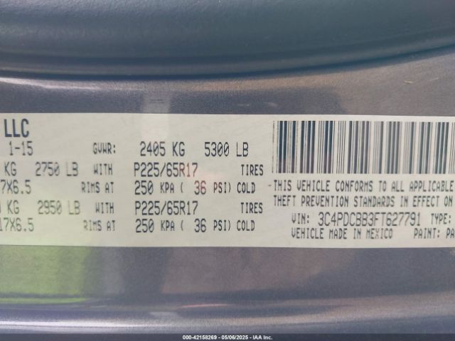 3C4PDCBB3FT627791 Dodge Journey Sxt