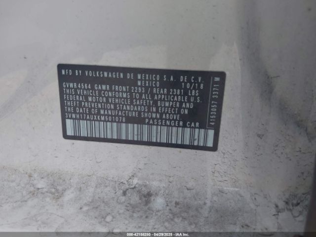3VWH17AUXKM501078 Volkswagen Golf Alltrack Tsi S/tsi Se/tsi Sel