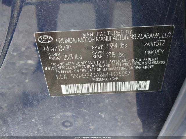5NPEG4JA6MH095057 Hyundai SONATA SE