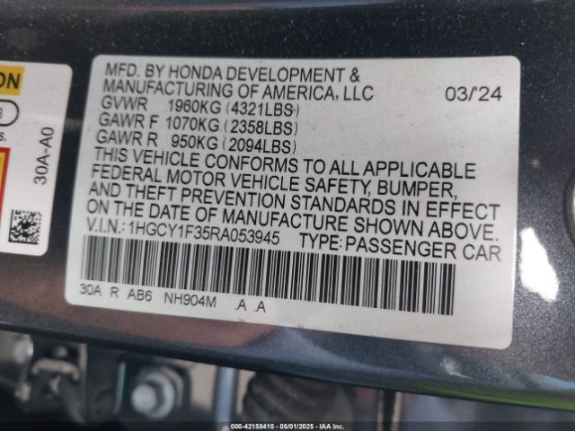 2024 HONDA ACCORD 1HGCY1F35RA053945 Photo 8