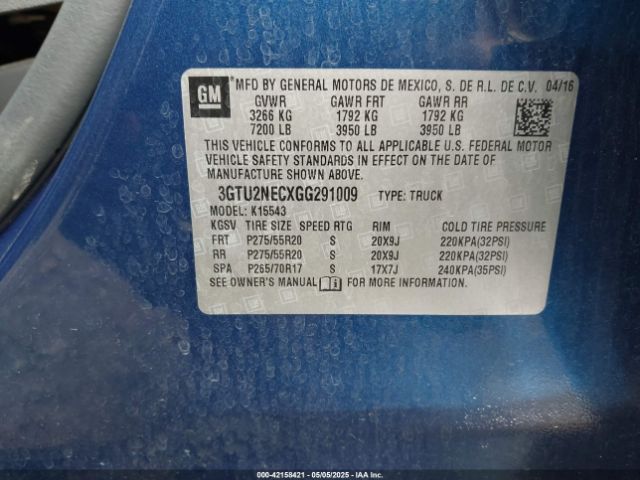 3GTU2NECXGG291009 GMC Sierra 1500 Slt