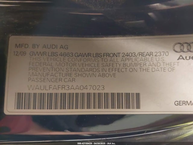 2010 AUDI A5 WAULFAFR3AA047023 Photo 8