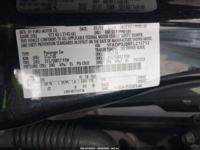 1FADP3J28FL213712 Ford Focus Titanium