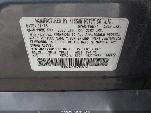 JN1BV7AP7FM338434 Infiniti Q50 Premium