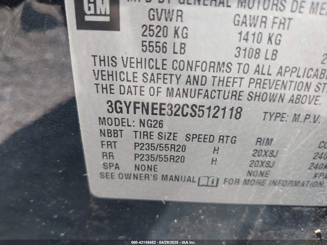 2012 CADILLAC SRX 3GYFNEE32CS512118 Photo 8
