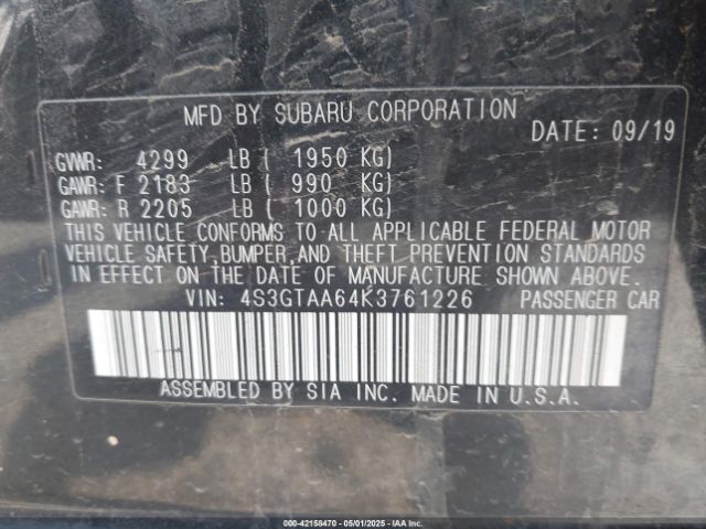 4S3GTAA64K3761226 Subaru Impreza 2.0i