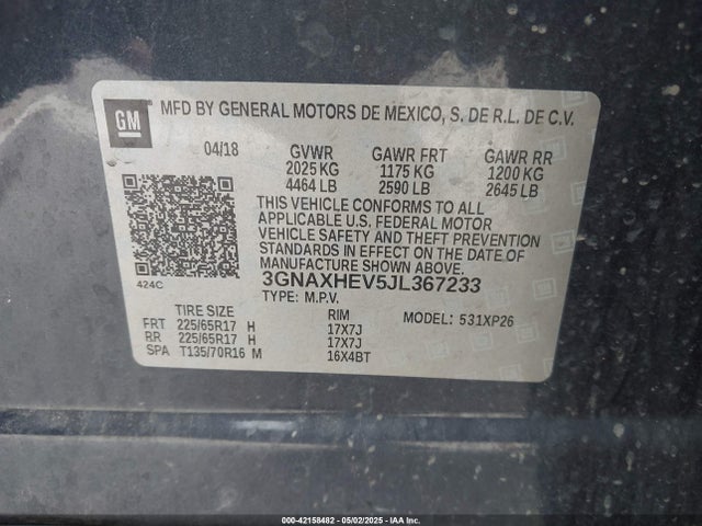 3GNAXHEV5JL367233 Chevrolet EQUINOX LS