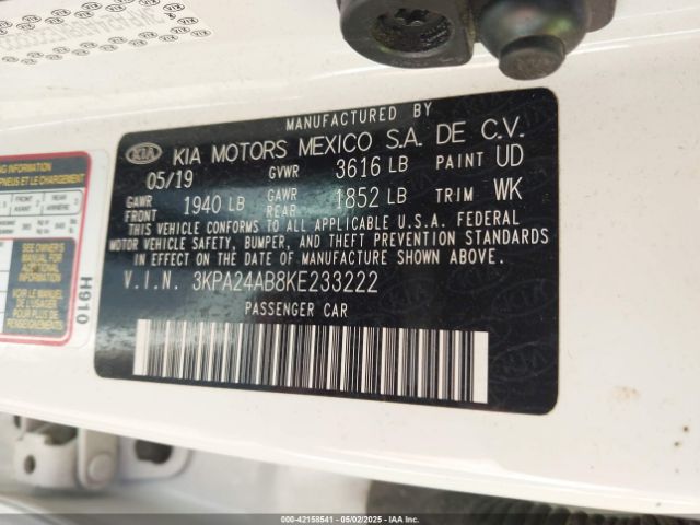 3KPA24AB8KE233222 KIA RIO S
