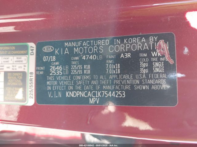 KNDPNCAC1K7544253 KIA Sportage Ex