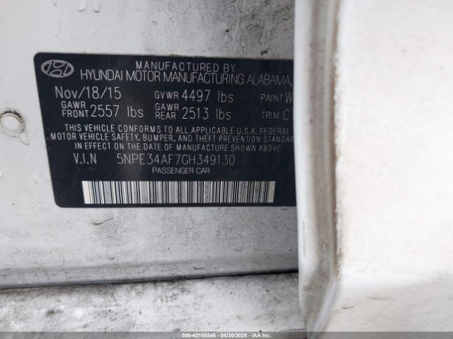 5NPE34AF7GH349130 Hyundai Sonata Sport