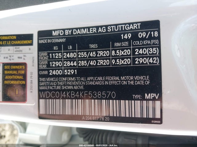 WDC0J4KB4KF538570 Mercedes-Benz Glc 300 Coupe 4matic