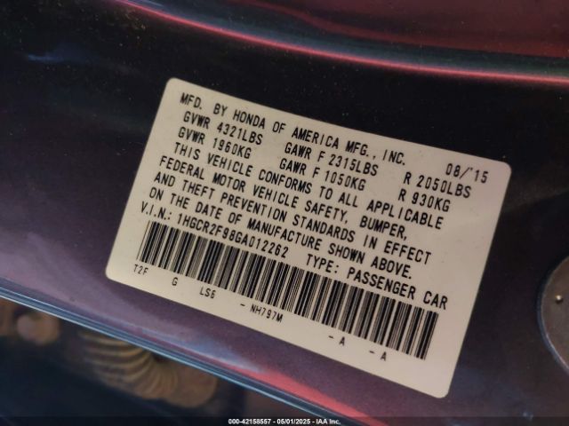 1HGCR2F98GA012262 Honda Accord Ex-l