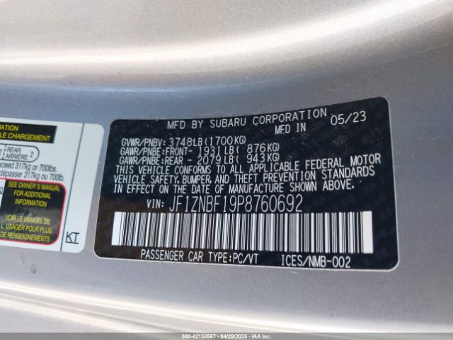 JF1ZNBF19P8760692 Toyota Gr86 Premium