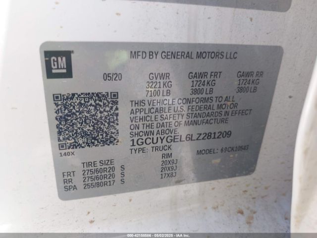 1GCUYGEL6LZ281209 Chevrolet Silverado K1500 Ltz