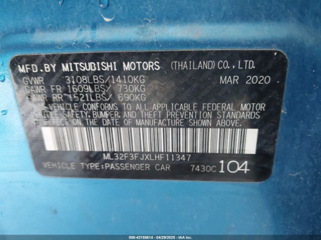 ML32F3FJXLHF11347 Mitsubishi Mirage G4 Es