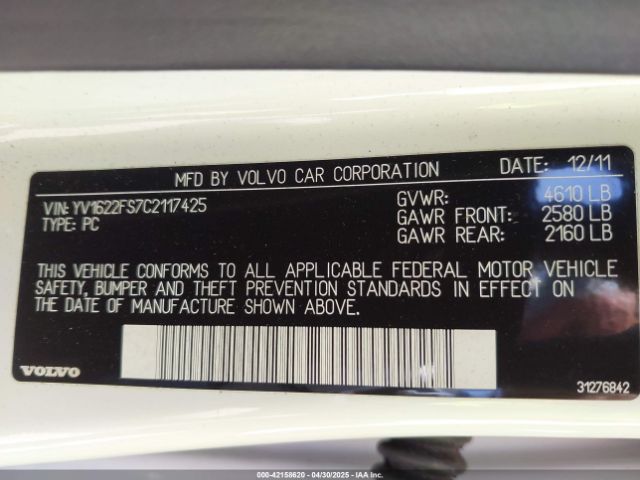 2012 VOLVO S60 YV1622FS7C2117425 Photo 8