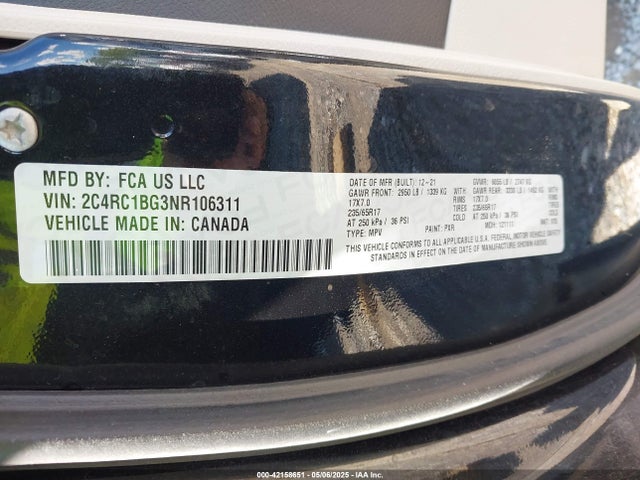 2C4RC1BG3NR106311 Chrysler Pacifica Touring L