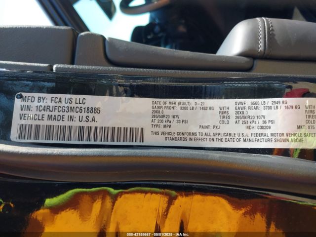 1C4RJFCG3MC618885 Jeep Grand Cherokee High Altitude 4x4