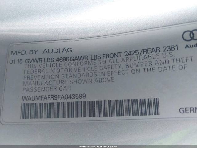 WAUMFAFR9FA043599 Audi A5 2.0t Premium