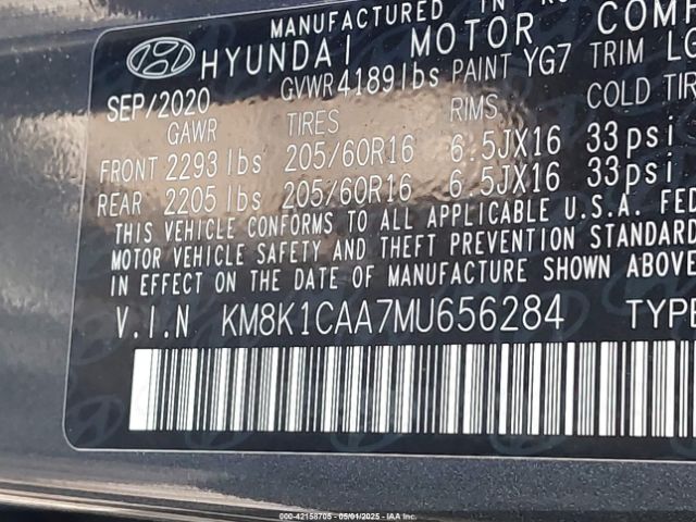 2021 HYUNDAI KONA KM8K1CAA7MU656284 Photo 8