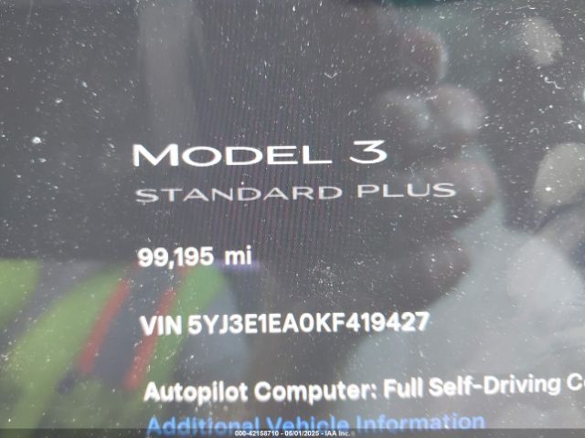 5YJ3E1EA0KF419427 Tesla Model 3 Long Range/mid Range/standard Range/standard Range Plus