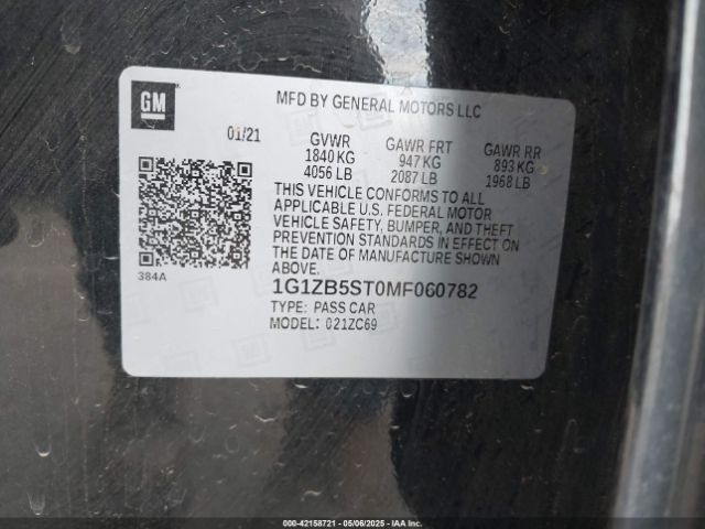2021 CHEVROLET MALIBU 1G1ZB5ST0MF060782 Photo 8