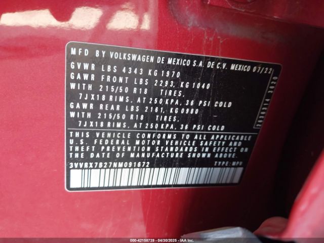 2022 VOLKSWAGEN TAOS 3VVRX7B27NM091672 Photo 8