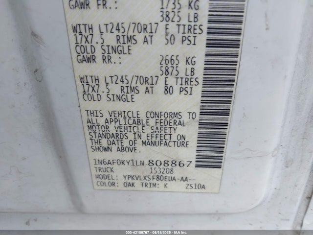 1N6AF0KY1LN808867 Nissan 2020