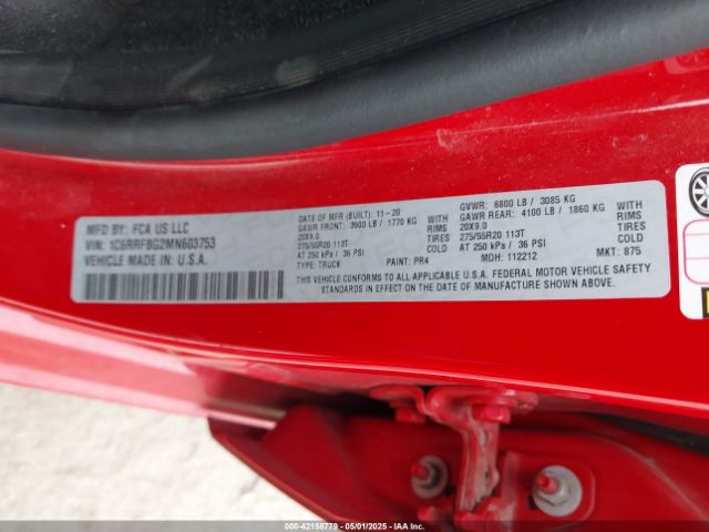 2021 RAM 1500 1C6RRFBG2MN603753 Photo 8