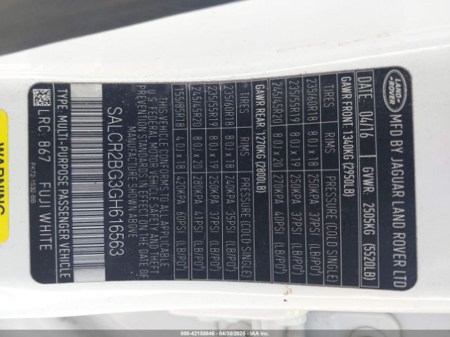 2016 LAND ROVER DISCOVERY SPORT SALCR2BG3GH616563 Photo 8