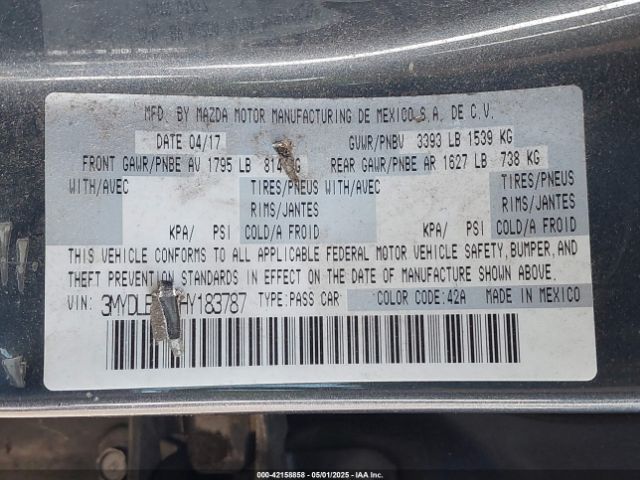 3MYDLBYV3HY183787 Toyota YARIS IA