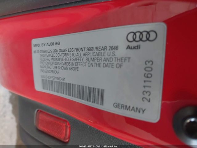 WAUB4DF52PA063481 Audi S5 Sportback Prestige Tfsi Quattro Tiptronic