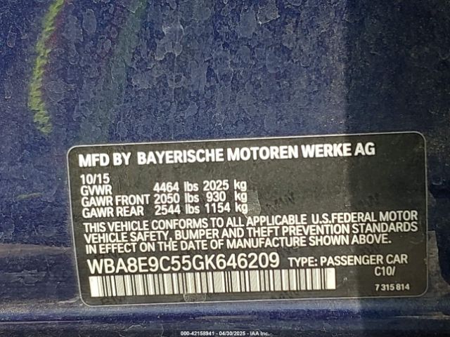 WBA8E9C55GK646209 BMW 328I