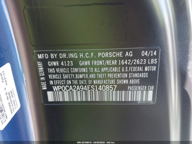 WP0CA2A94ES140857 Porsche 911 CARRERA