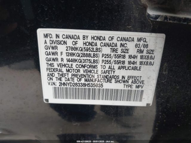 2008 ACURA MDX 2HNYD28338H535035 Photo 8