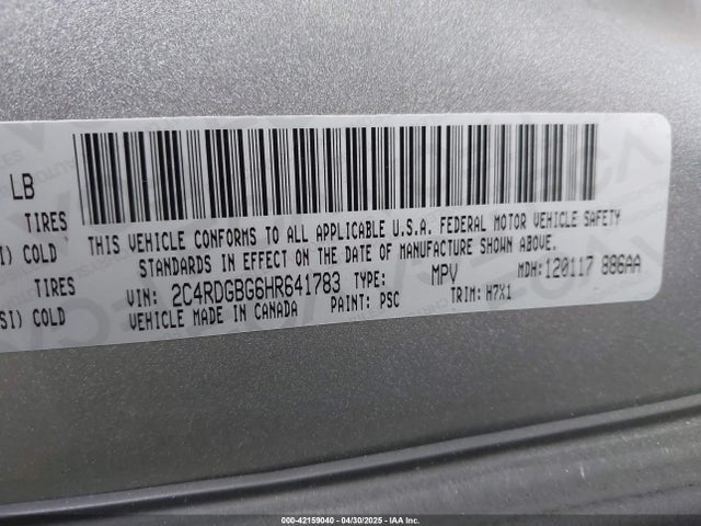 Dodge Grand Caravan 2017 2C4RDGBG6HR641783 Image 9