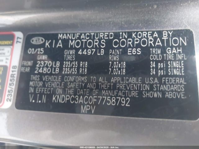 KNDPC3AC0F7758792 KIA Sportage Ex
