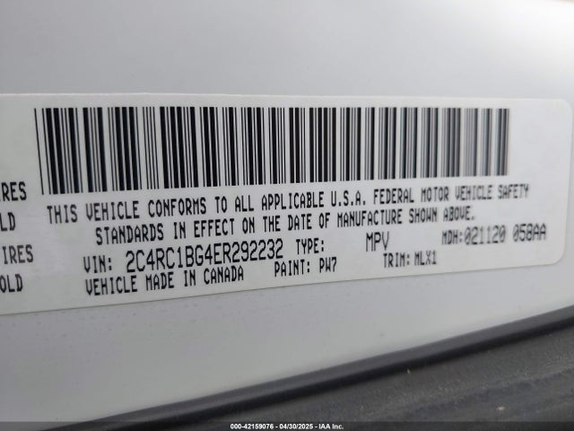 2C4RC1BG4ER292232 Chrysler Town & Country Touring