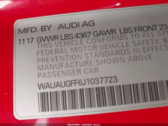 WAUAUGFF6J1037723 Audi A3 2.0t Premium/2.0t Tech Premium