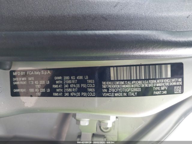ZFBCFYDT0GP328920 Fiat 2016
