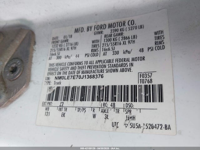 Ford Transit Connect Xl 2018 NM0LE7E70J1368376 Image 9
