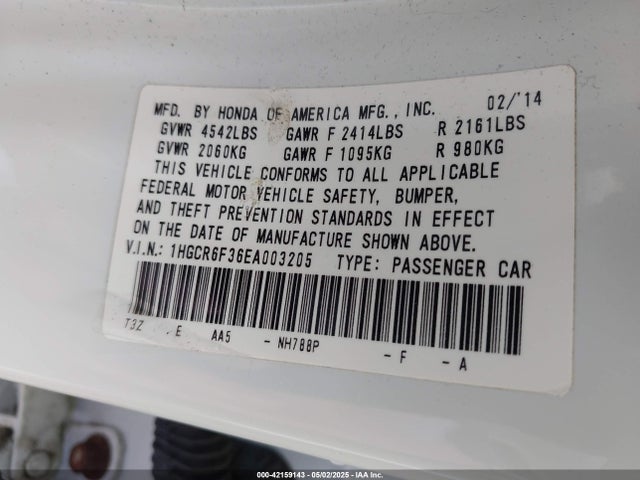 1HGCR6F36EA003205 Honda ACCORD HYBRID
