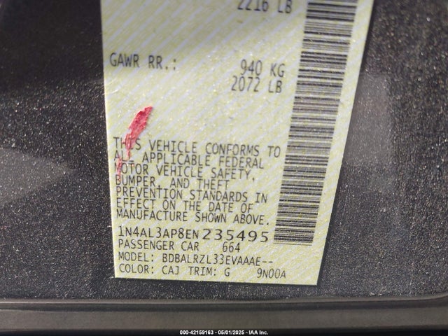 1N4AL3AP8EN235495 Nissan Altima 2.5 S