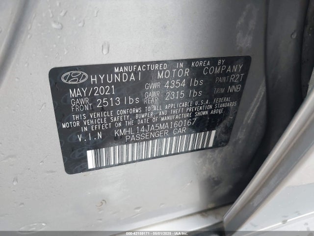 KMHL14JA5MA160167 Hyundai SONATA SEL