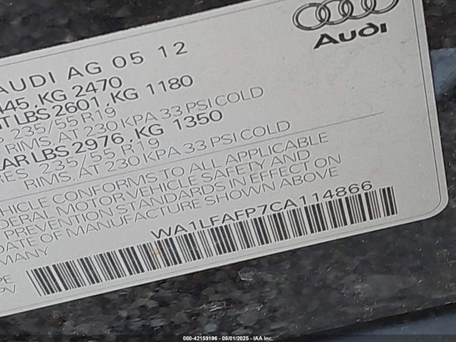2012 AUDI Q5 WA1LFAFP7CA114866 Photo 8