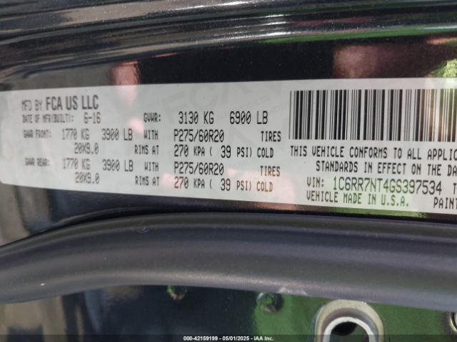 1C6RR7NT4GS397534 RAM 1500 Laramie