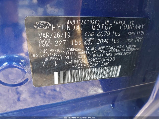 KMHH55LC2KU106433 Hyundai Elantra Gt N Line