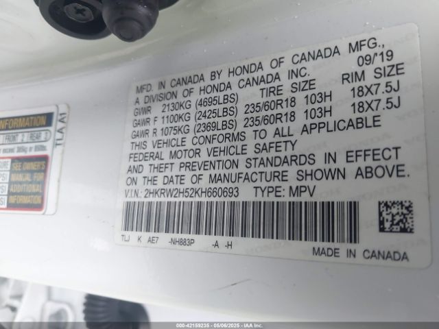 2HKRW2H52KH660693 Honda CR-V EX
