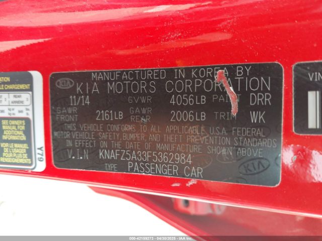 KNAFZ5A33F5362984 KIA FORTE SX