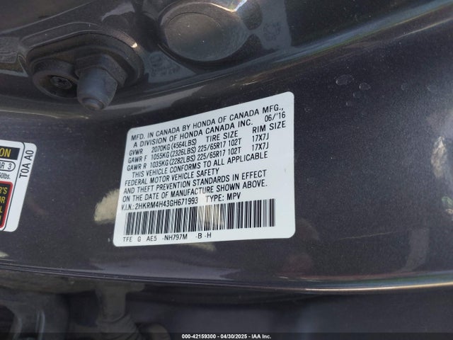 2HKRM4H43GH671993 Honda k24w9